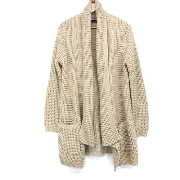 THML Sweaters - THML Thick Knit Cream Open Cardigan Sweater